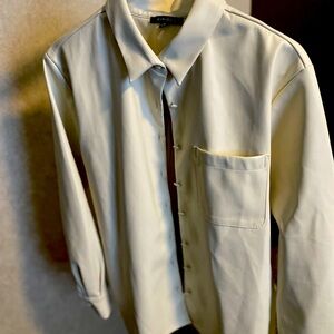 Kirious Faux leather cream button up shirt